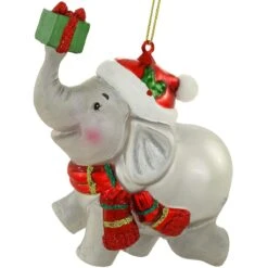 Elephant Bearing Gifts Glass Ornament