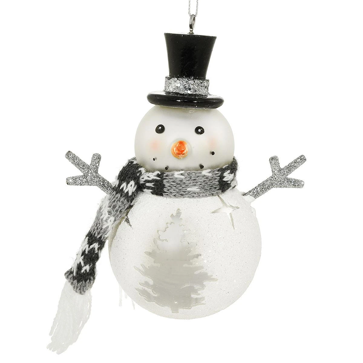 Snowman With Scarf And Tree Glass Ornament 3 Snowman With Scarf And Tree Glass Ornament