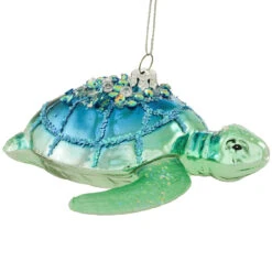 Sea Turtle Green And Blue Glass Ornament