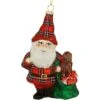 Gnome Dressed In Plaid Glass Ornament
