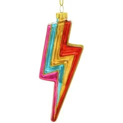 Lightning Bolt Multi Color Glass Ornament