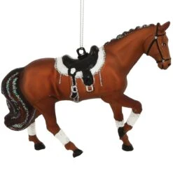 Horse Brown With Saddle Glass Ornament