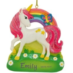 Personalized Unicorn With Rainbow Resin Ornament