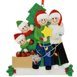Personalized Family Of 4 Decorating Tree Ornament -Holiday Decoration Store 1271015 web 3