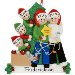 Personalized Family Of 5 Decorating Tree Ornament -Holiday Decoration Store 1271016 web 2