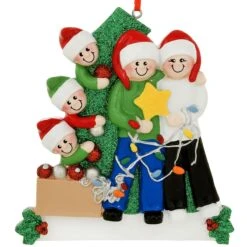 Personalized Family Of 5 Decorating Tree Ornament -Holiday Decoration Store 1271016 web 3