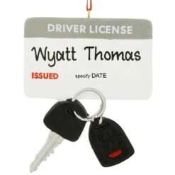 Driver's License With Key And Fob Resin Ornament