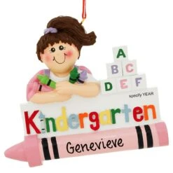 Personalized Kindergarten Girl Resin Ornament
