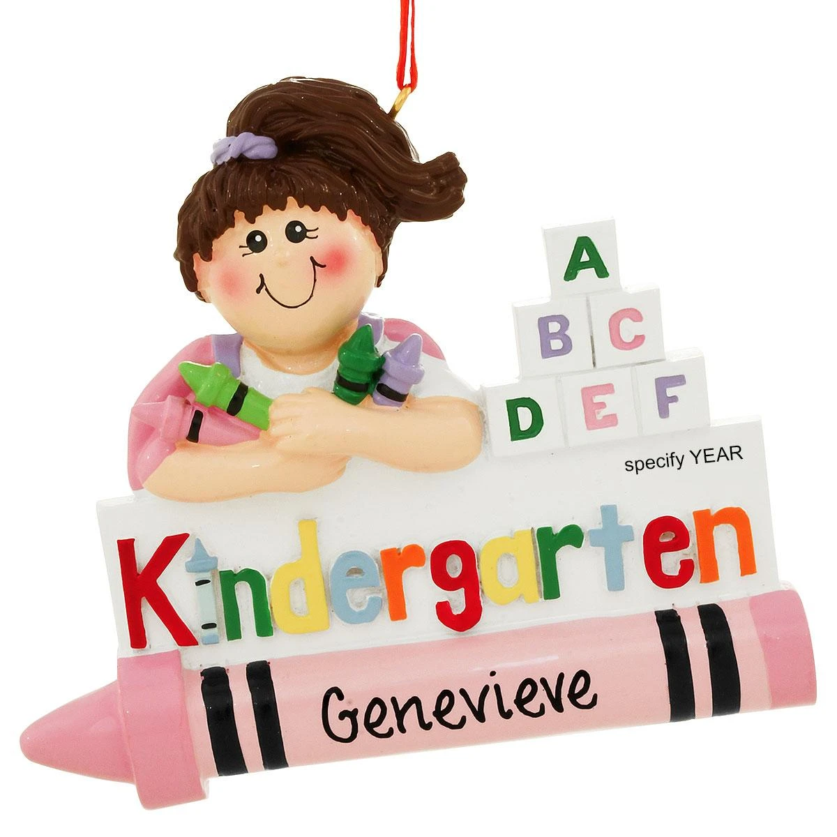 Personalized Kindergarten Girl Resin Ornament 3 Personalized Kindergarten Girl Resin Ornament