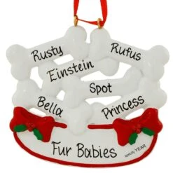 Personalized Bowl Of Dog Bones Resin Ornament