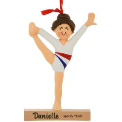 Personalized Gymnast Child Brunette Resin Ornament
