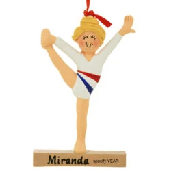 Personalized Gymnast Child Blonde Resin Ornament