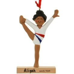Personalized Gymnast Child African American Resin Ornament