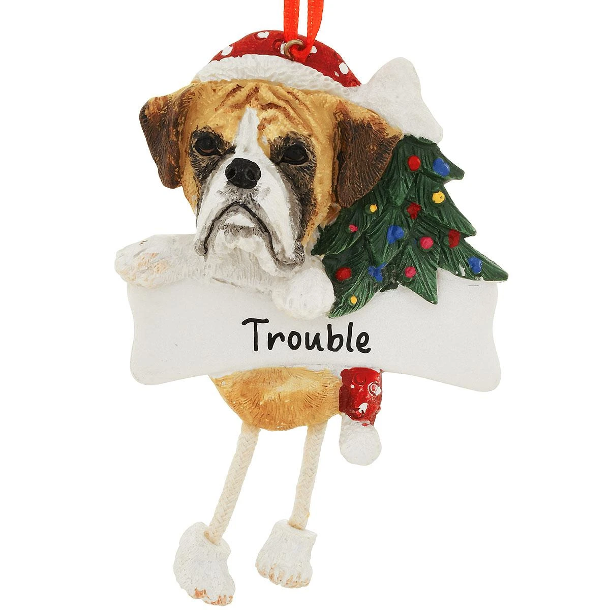 Personalized Boxer With Dangling Legs Ornament 3 Personalized Boxer With Dangling Legs Ornament