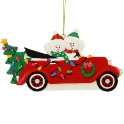Personalized Snow Couple In Antique Car Ornament -Holiday Decoration Store 1271618 web 3