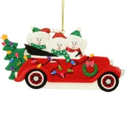 Personalized Snow Family Of 3 In Antique Car Ornament -Holiday Decoration Store 1271619 web 3