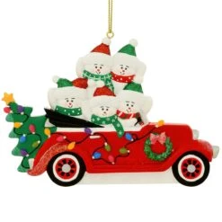 Personalized Snow Family Of 5 In Antique Car Ornament -Holiday Decoration Store 1271621 web 3