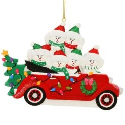 Personalized Snowman Family Of 6 In Antique Car Ornament -Holiday Decoration Store 1271622 web 3