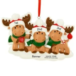 Personalized Moose Family Of 3 Ornament