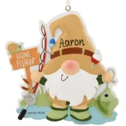 Personalized Gnome Fisherman Ornament
