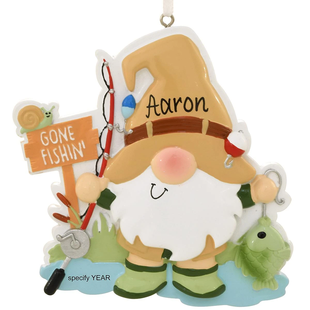 Personalized Gnome Fisherman Ornament 3 Personalized Gnome Fisherman Ornament