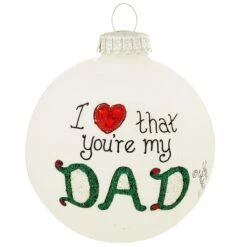 Dad Heart Gifts Glass Ornament
