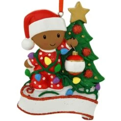 Personalized African American Baby Decorating Tree Resin -Holiday Decoration Store 1272006 web 2