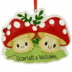 Personalized Mushroom Couple Ornament