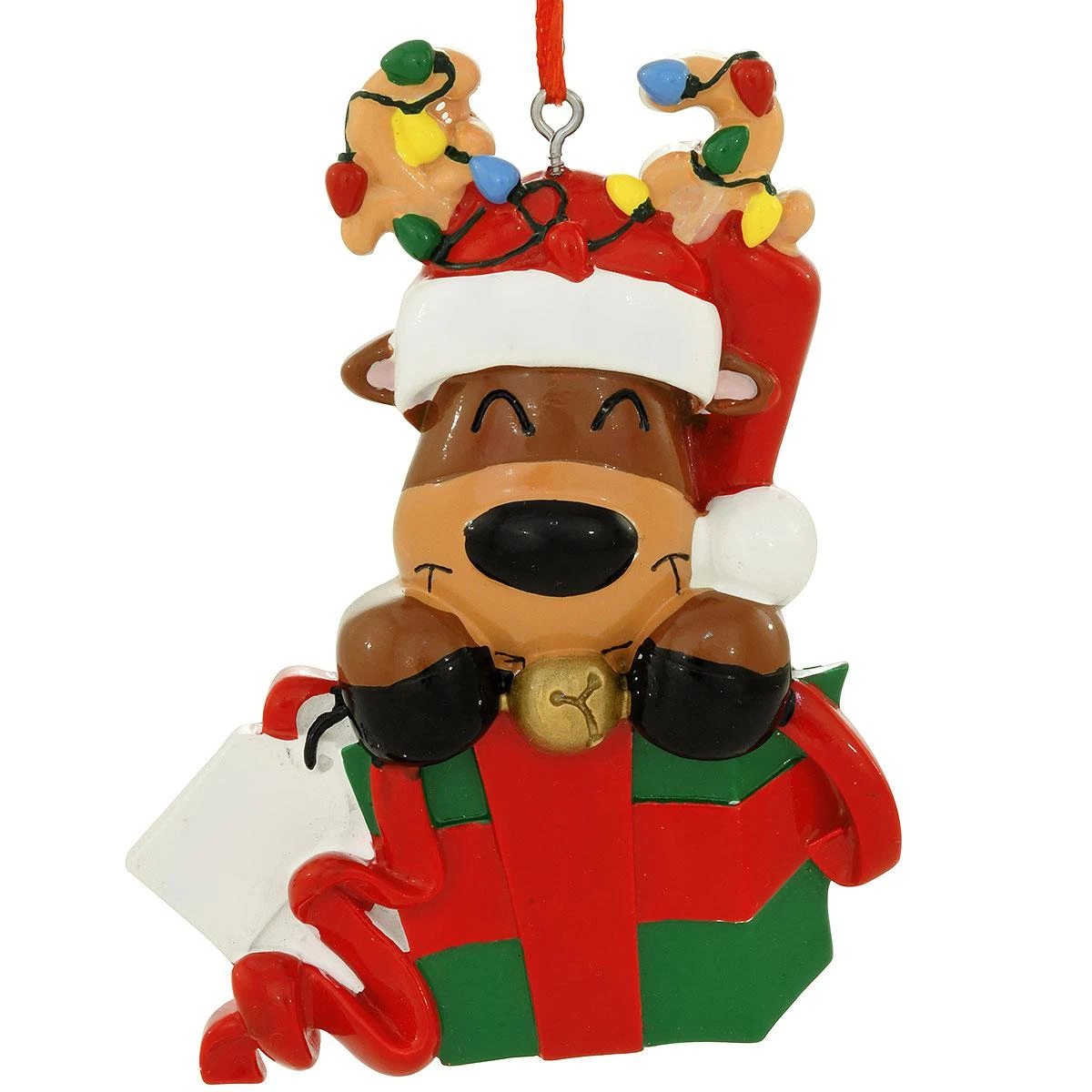 Personalized Reindeer In Gift Box With Lights Resin Ornament 4 Personalized Reindeer In Gift Box With Lights Resin Ornament - Image 2