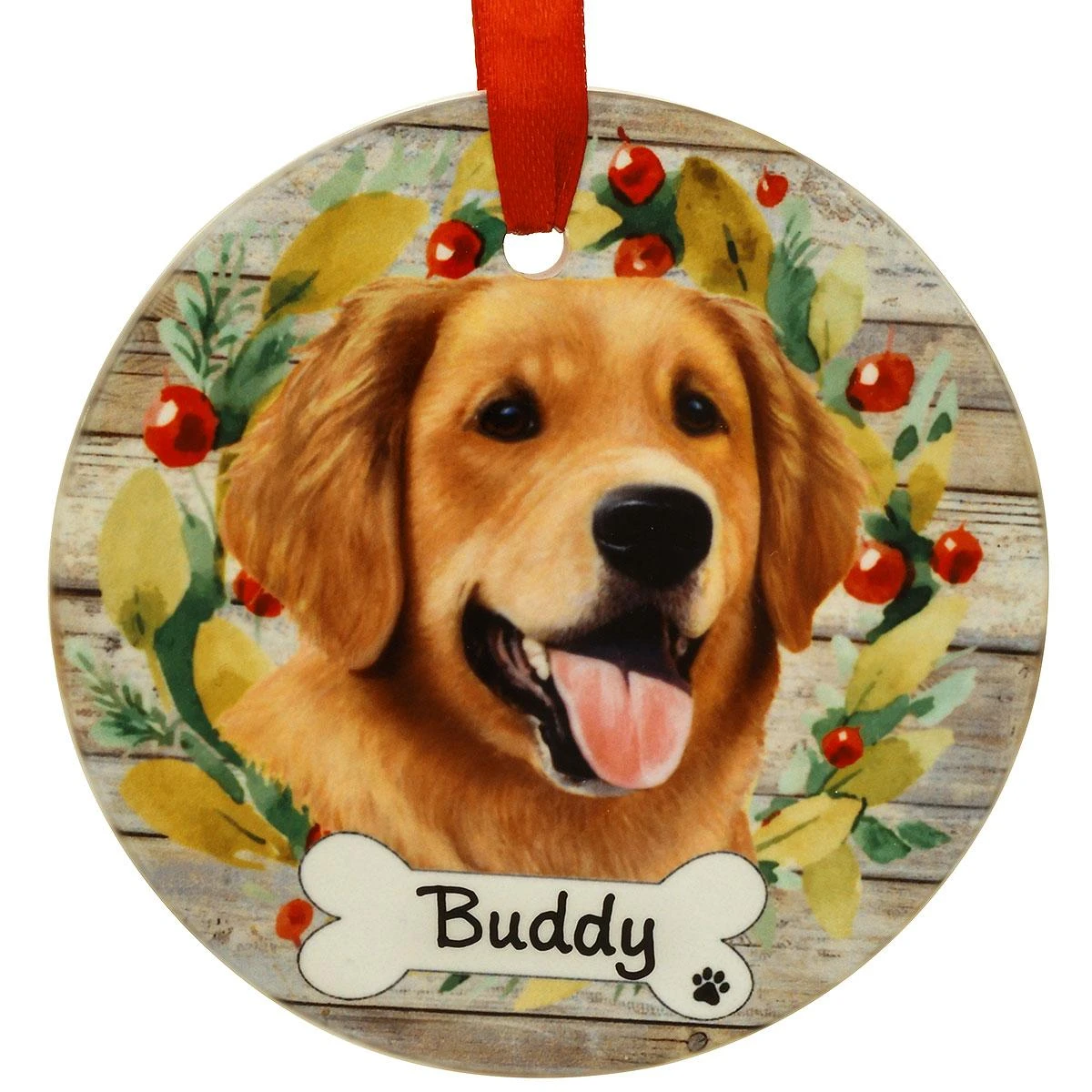 Personalized Golden Retriever Dog Round Ceramic Ornament 3 Personalized Golden Retriever Dog Round Ceramic Ornament