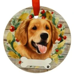 Personalized Golden Retriever Dog Round Ceramic Ornament 5 Personalized Golden Retriever Dog Round Ceramic Ornament -Holiday Decoration Store 1272085 web 2