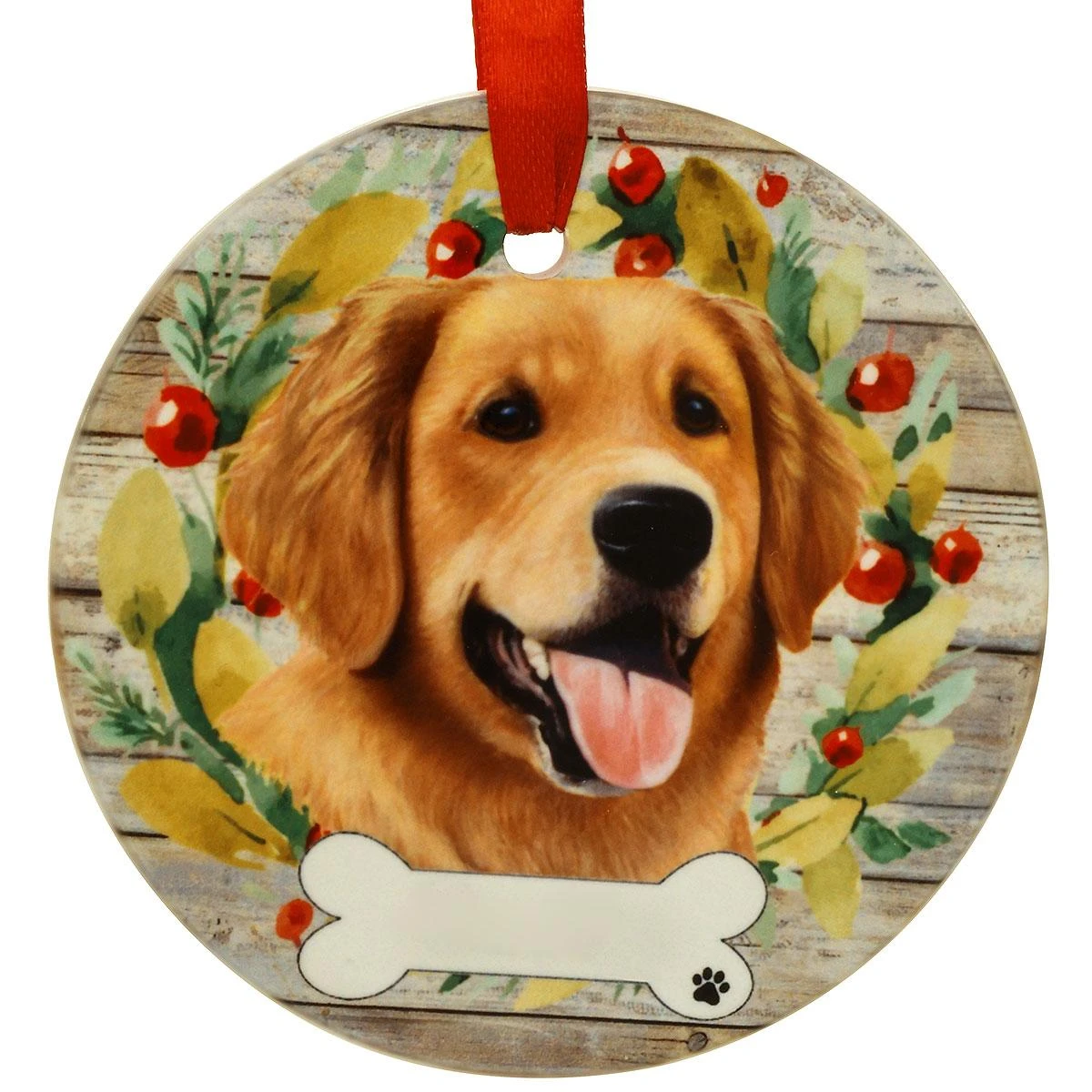 Personalized Golden Retriever Dog Round Ceramic Ornament 4 Personalized Golden Retriever Dog Round Ceramic Ornament - Image 2