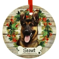 German Shepherd Dog Round Ceramic Ornament
