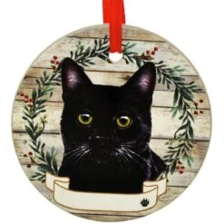 Personalized Black Cat Round Ceramic Ornament 5 Personalized Black Cat Round Ceramic Ornament -Holiday Decoration Store 1272094 web 2