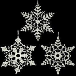 White Lace Snowflakes Ornament Set Of 3