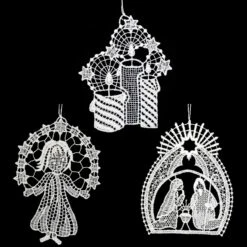 Religious Lace Ornament Trio