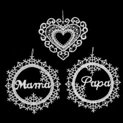 Family Lace Ornament Trio