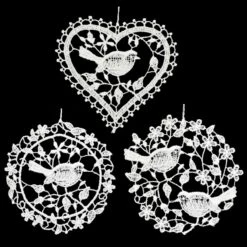 Bird Lace Ornament Trio