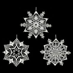 Snow Star Lace Ornament Trio