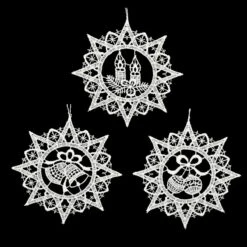 Christmas Stars Lace Ornament Trio